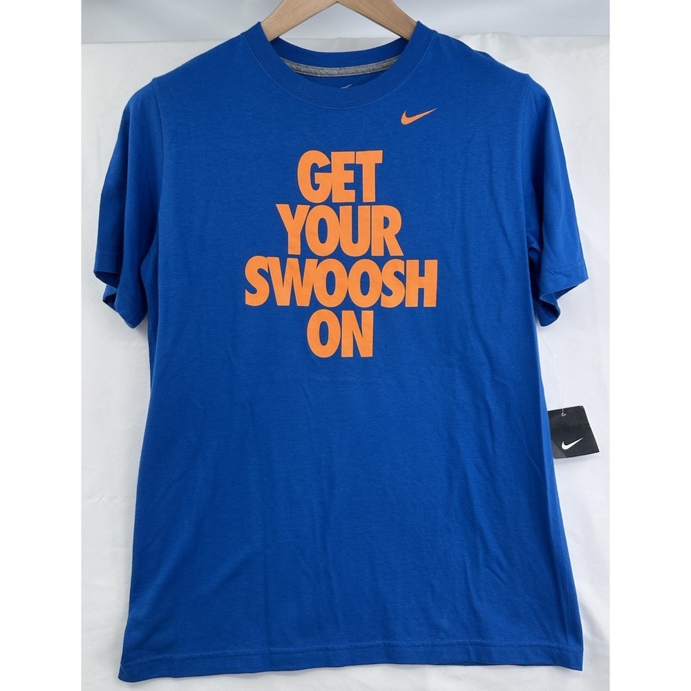 NIKE GET YOUR SWOOSH ON Short Sleeve Youth T-Shirt Size XL Blue New Crew Neck